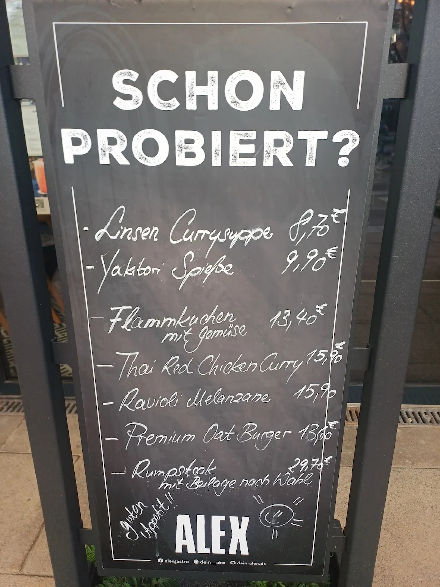 Speisekarte, ALEX Hamburg am Rothenbaum