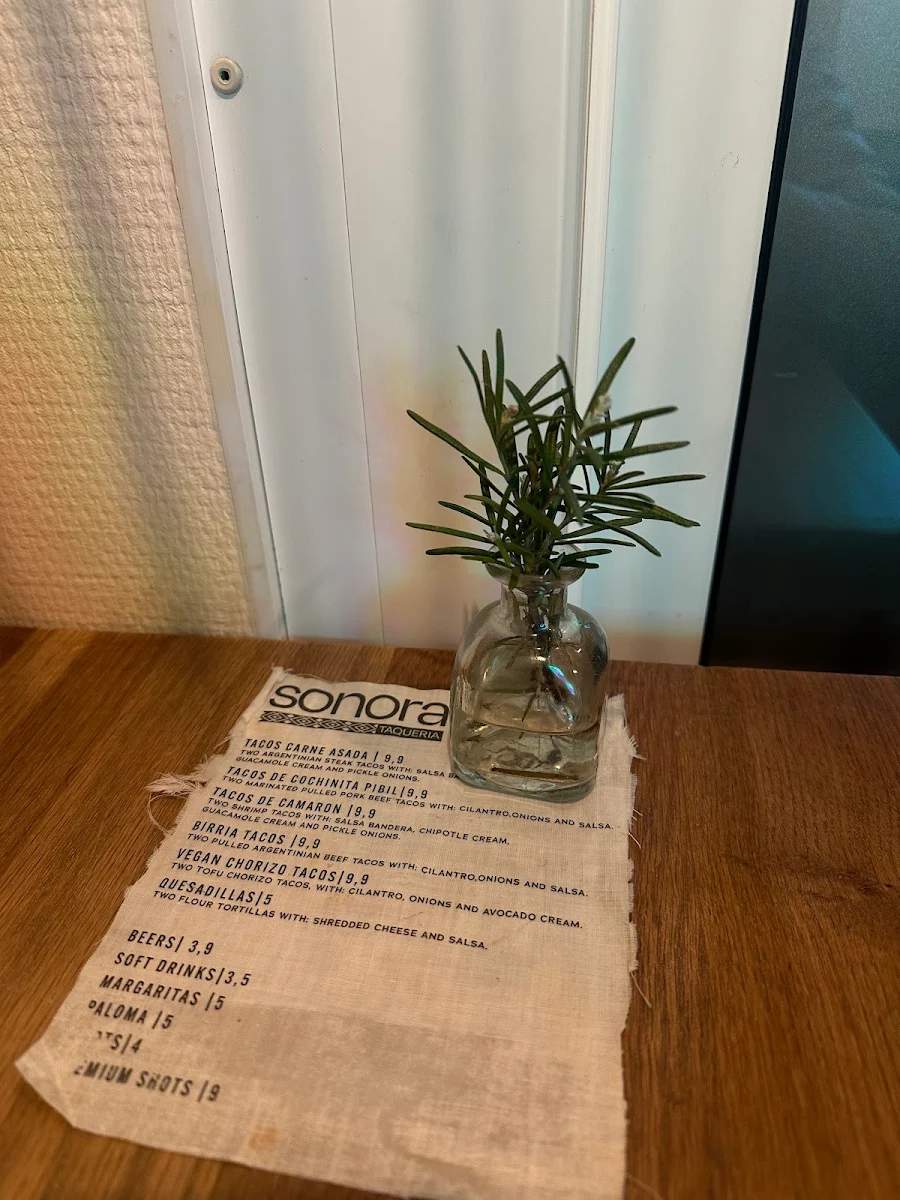 Speisekarte, Sonora Taqueria