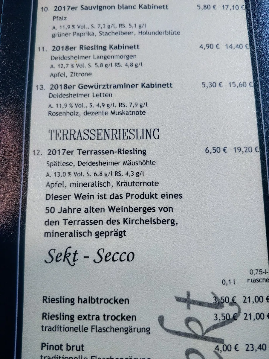 Speisekarte, Zum Klosterstübchen