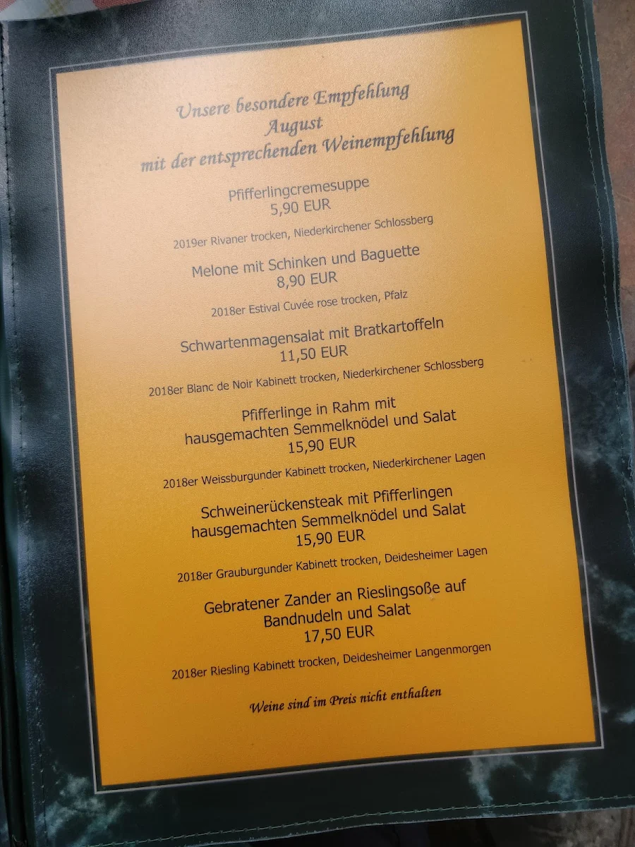 Speisekarte, Zum Klosterstübchen