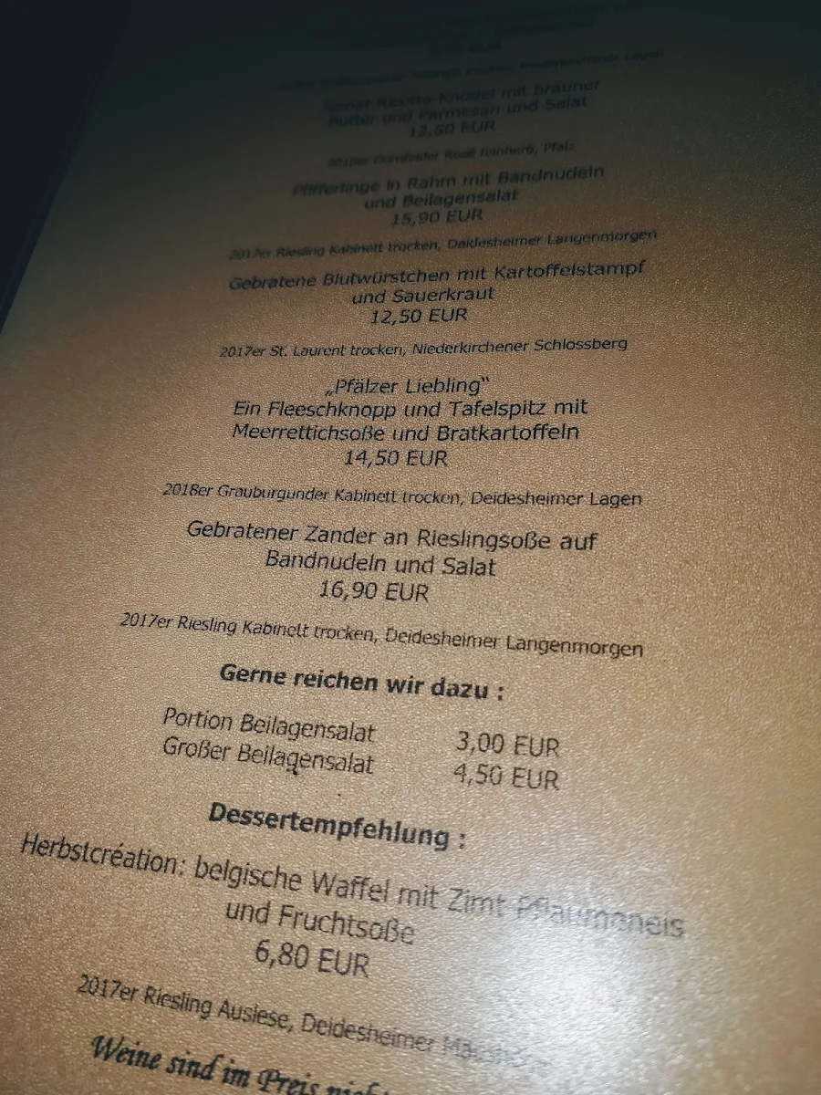 Speisekarte, Zum Klosterstübchen