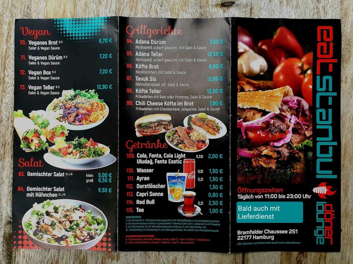 Speisekarte, Eatstanbul döner lounge