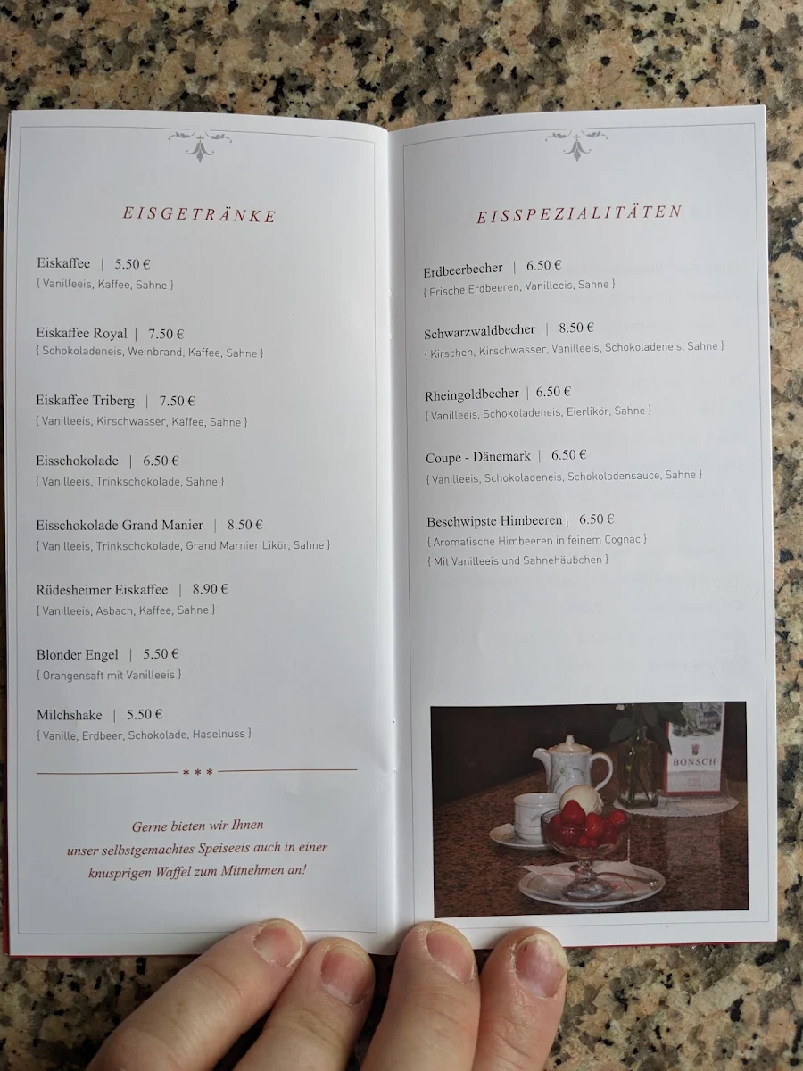 Speisekarte, Konditorei-Cafe Bonsch