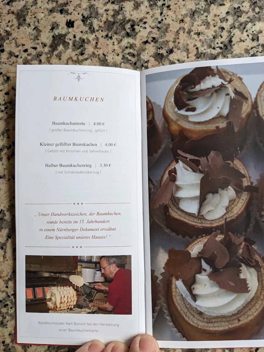 Speisekarte, Konditorei-Cafe Bonsch