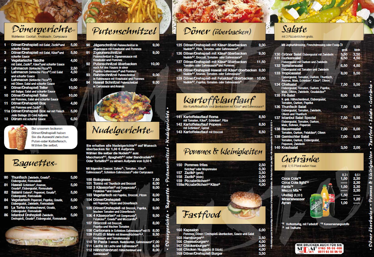 Speisekarte, Istanbul Döner Kebap