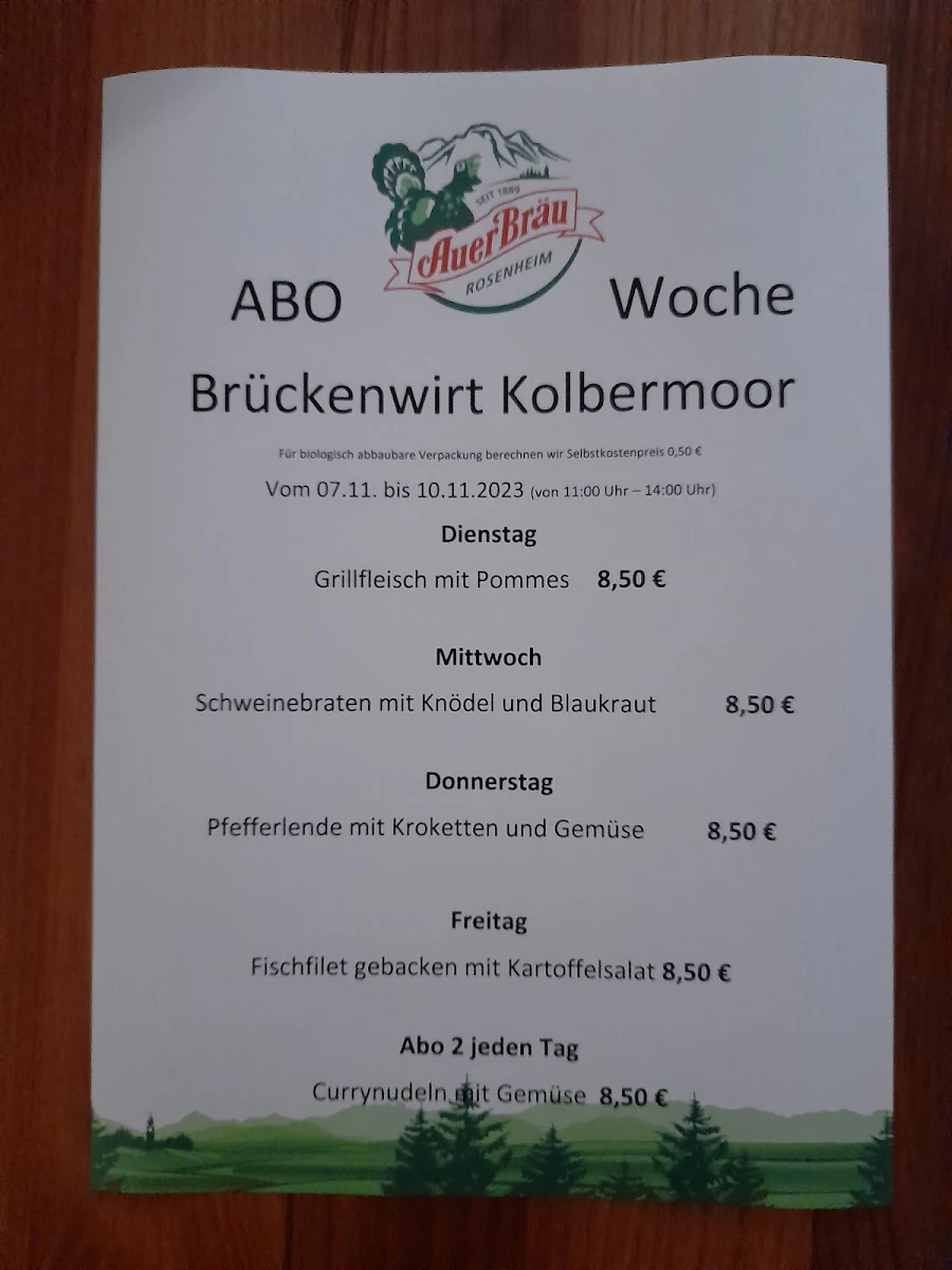 Speisekarte, Brückenwirt
