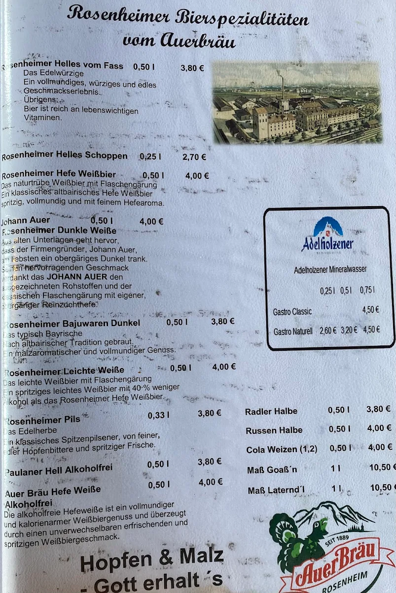 Speisekarte, Brückenwirt