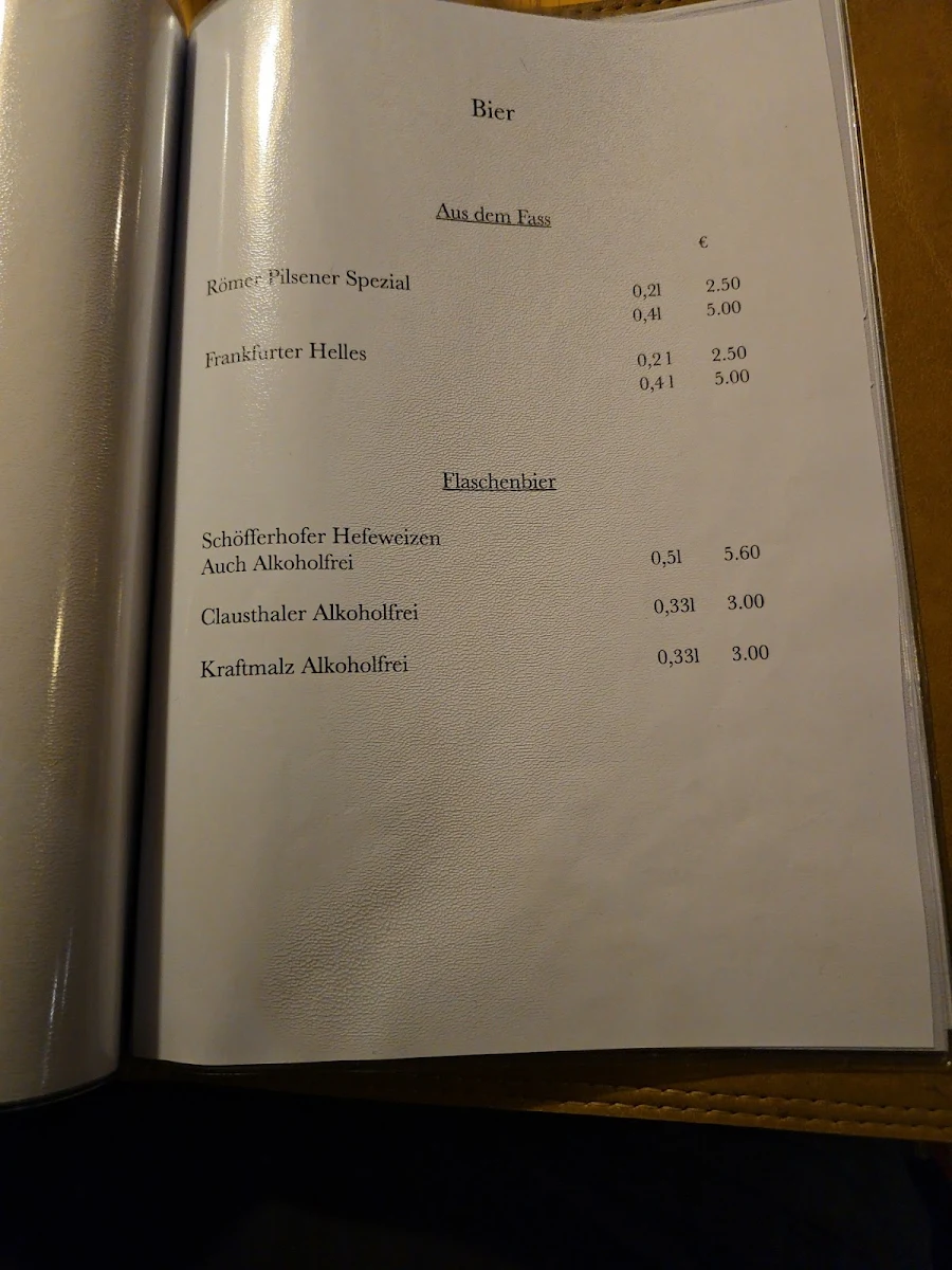 Speisekarte, Nassauer Hof Heddernheim