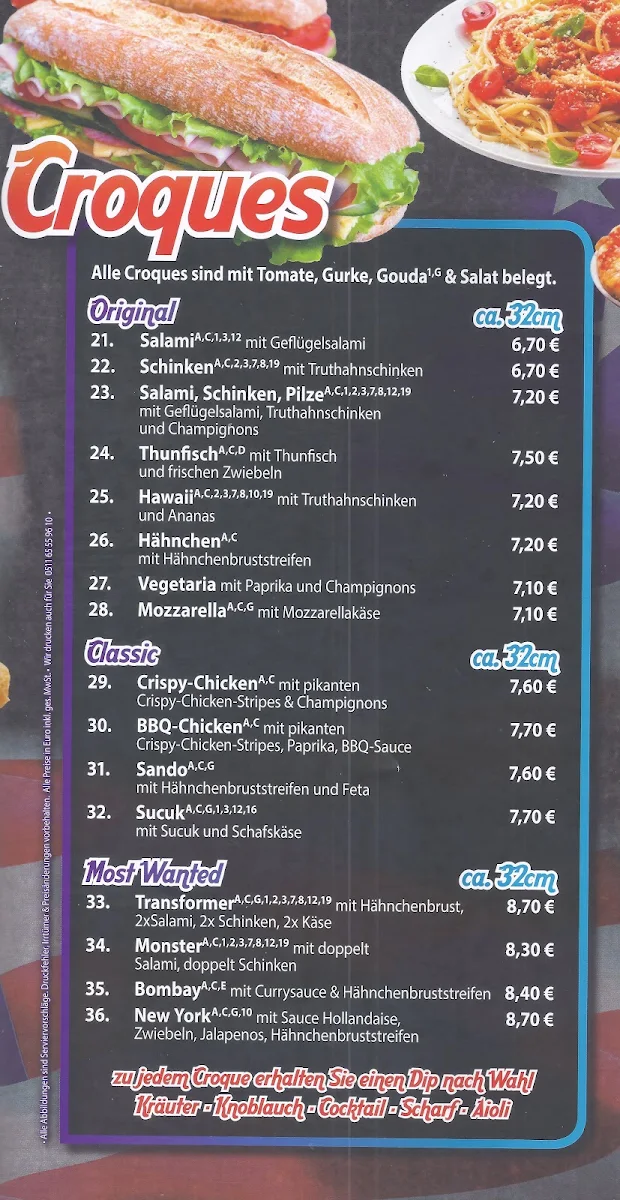 Speisekarte, Mama's Diner Braunschweig