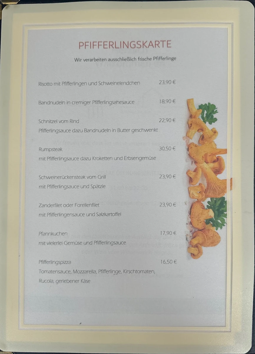 Speisekarte, Restaurant Steghaus