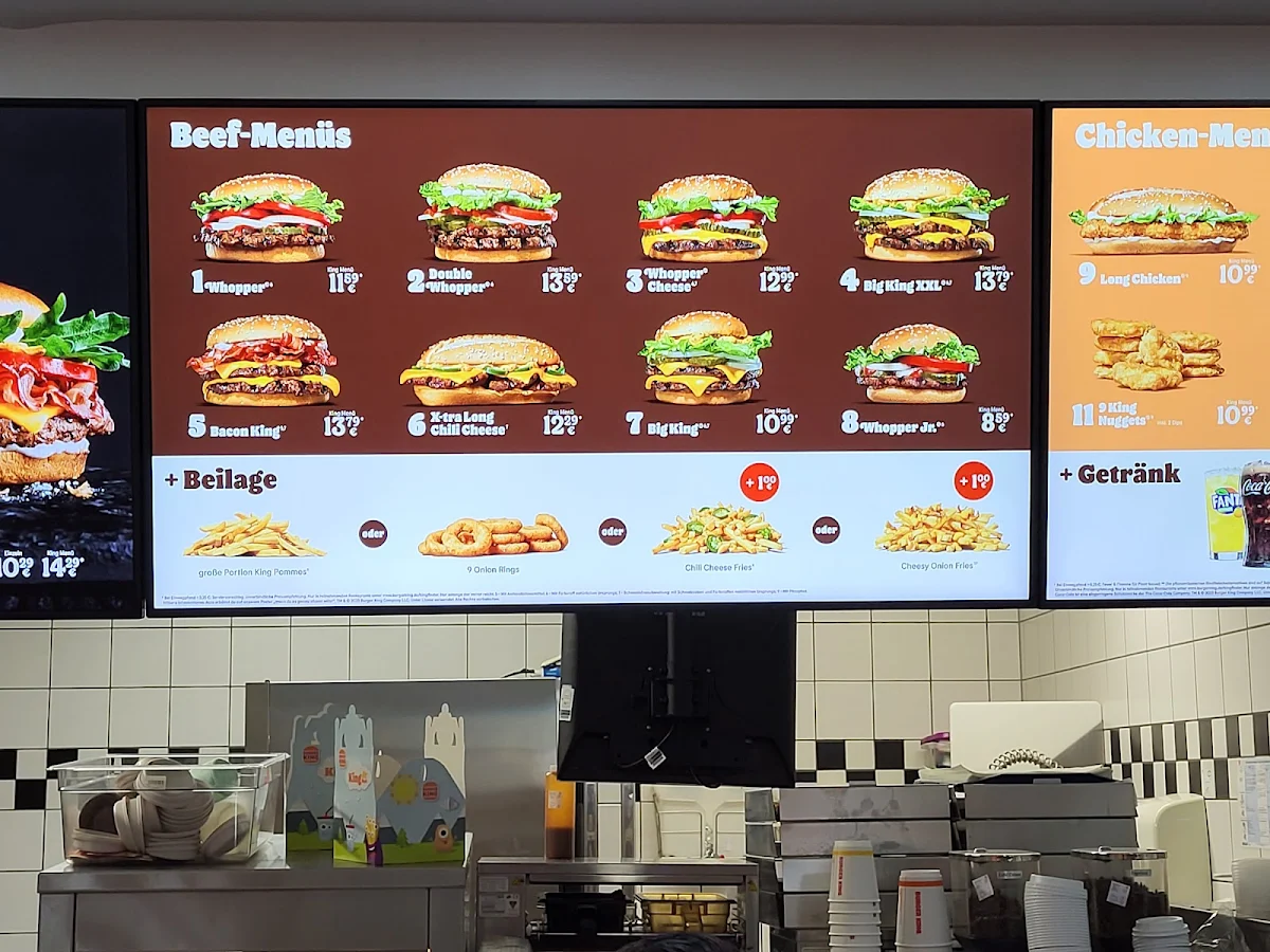 Speisekarte, Burger King Ilsfeld