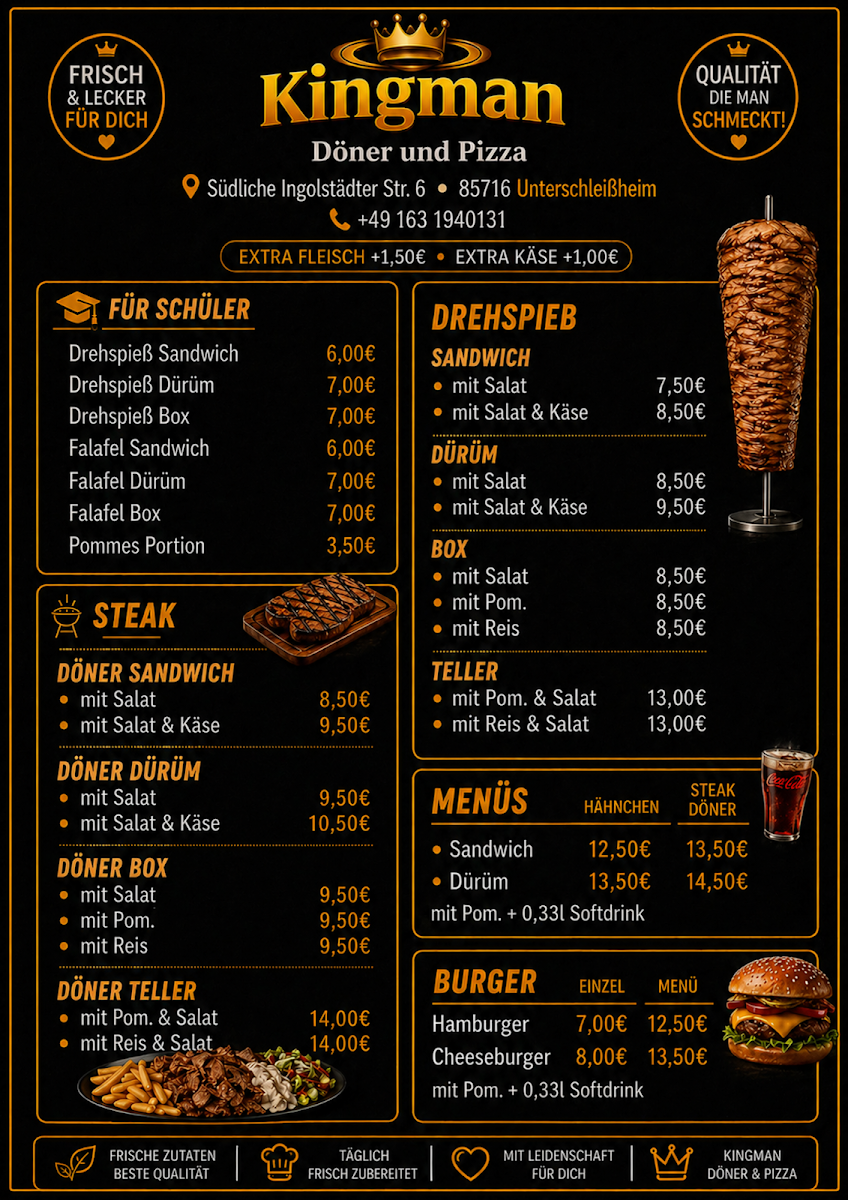 Speisekarte, Kingman Döner