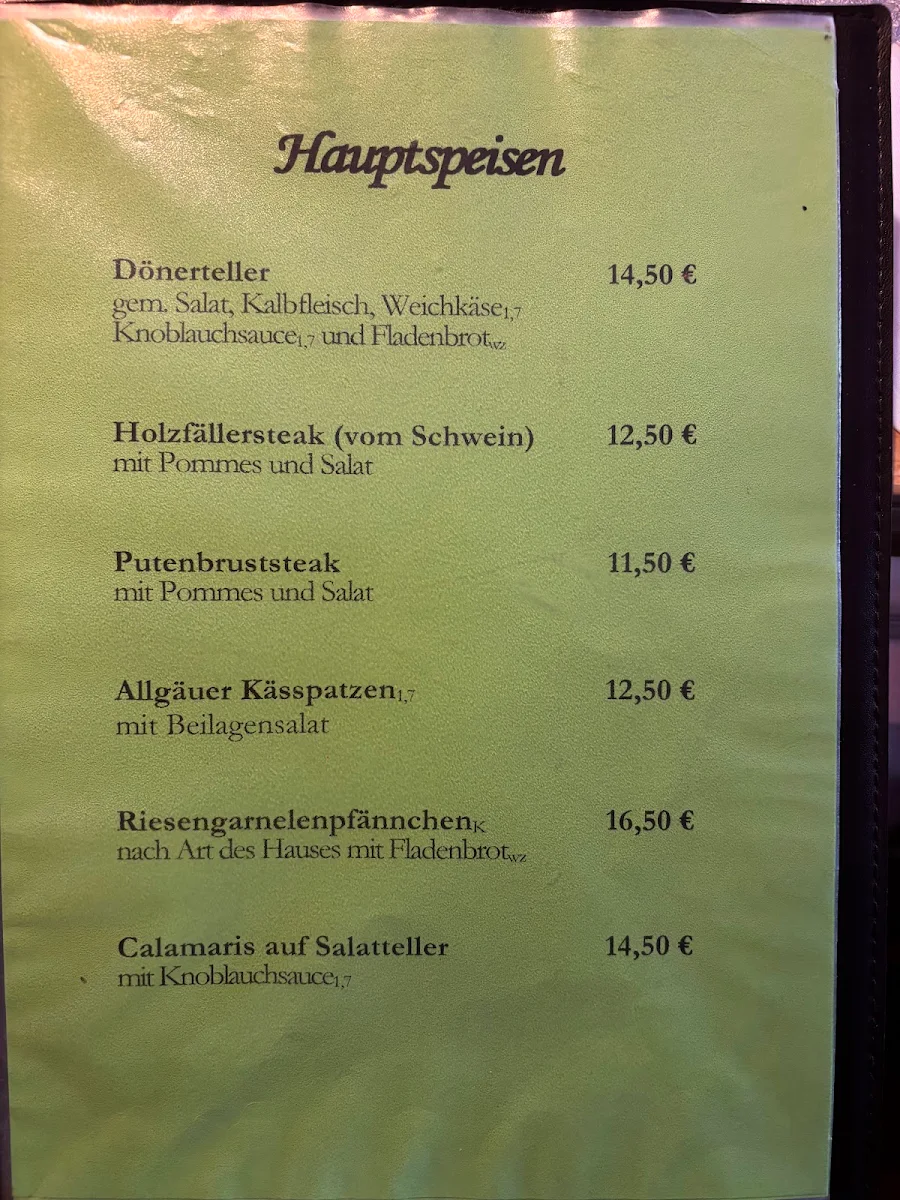 Speisekarte, Zum Bräustübel