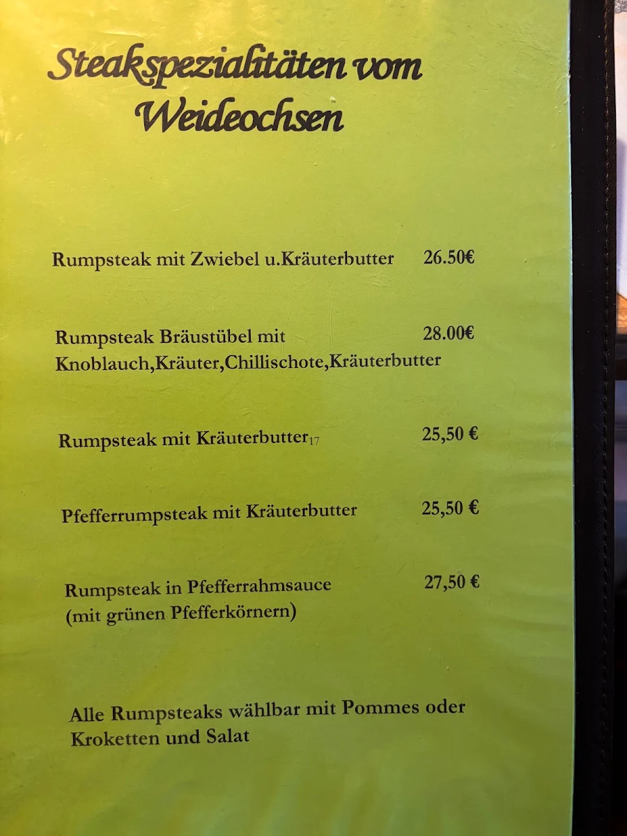 Speisekarte, Zum Bräustübel