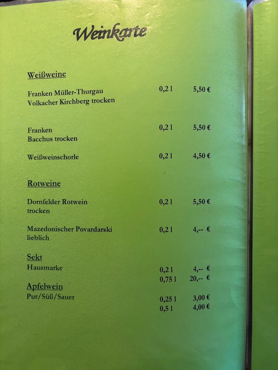 Speisekarte, Zum Bräustübel