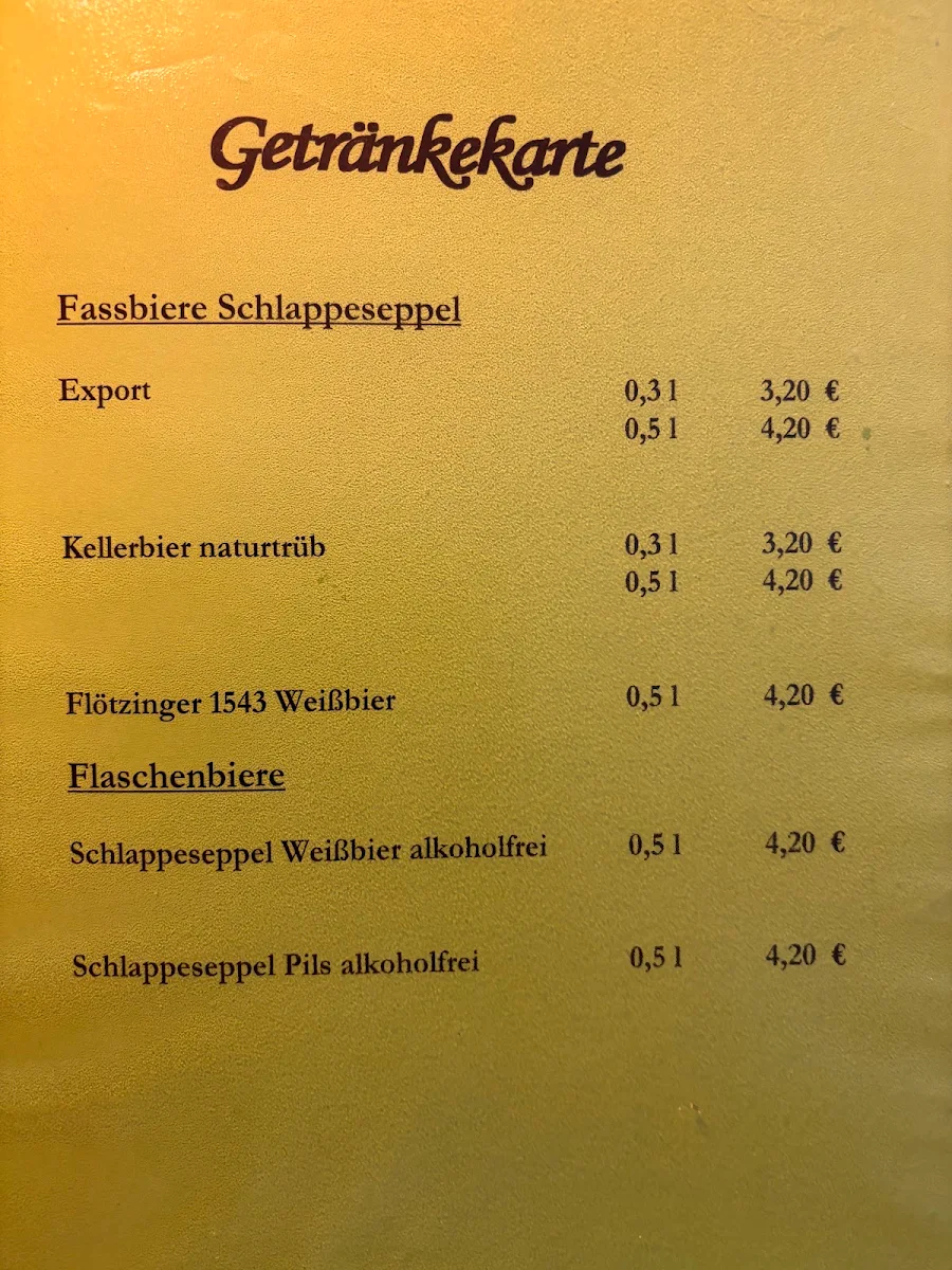 Speisekarte, Zum Bräustübel