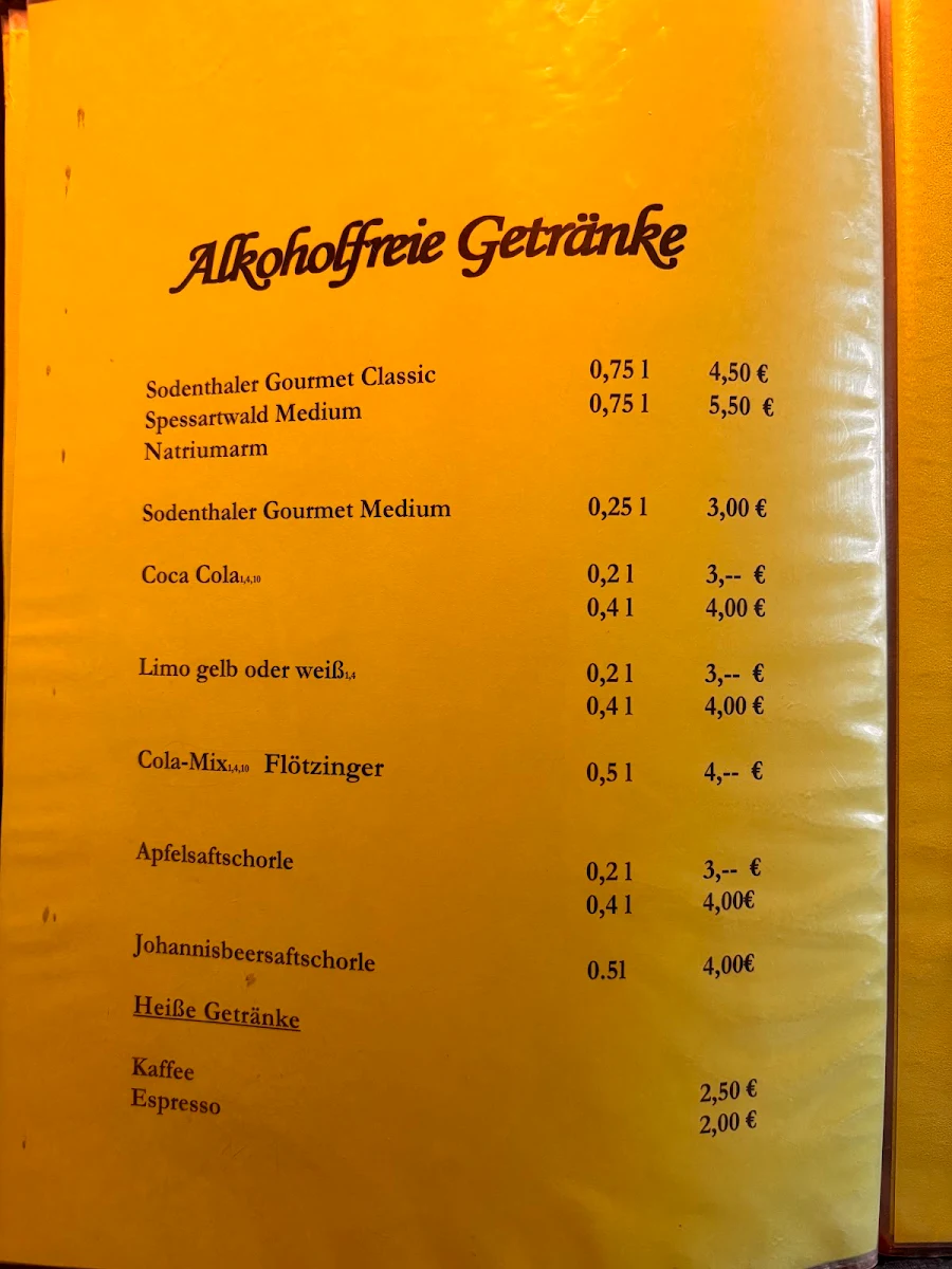 Speisekarte, Zum Bräustübel