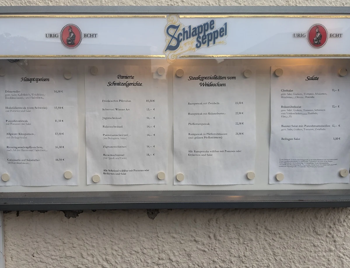 Speisekarte, Zum Bräustübel