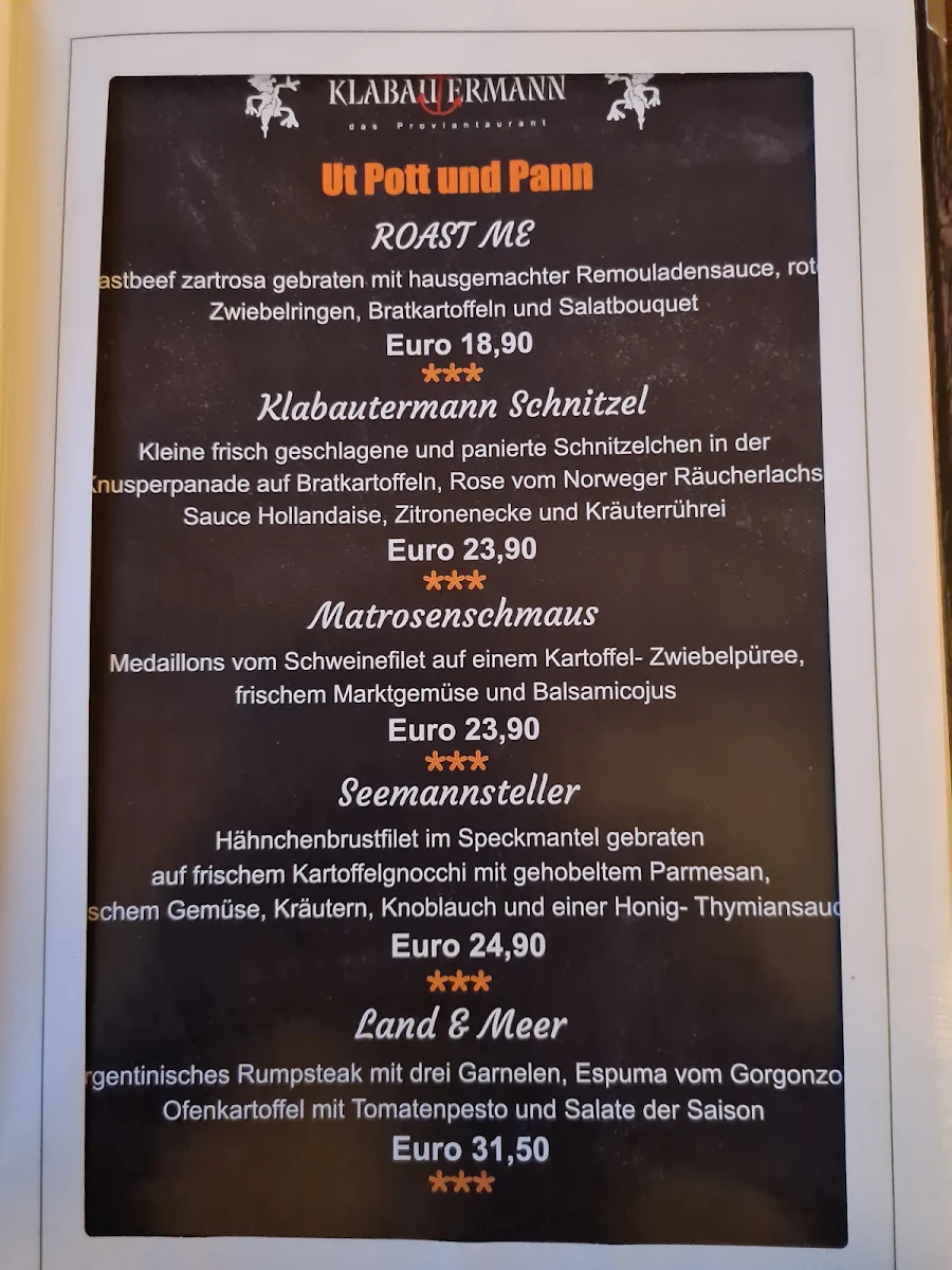 Speisekarte, Klabautermann