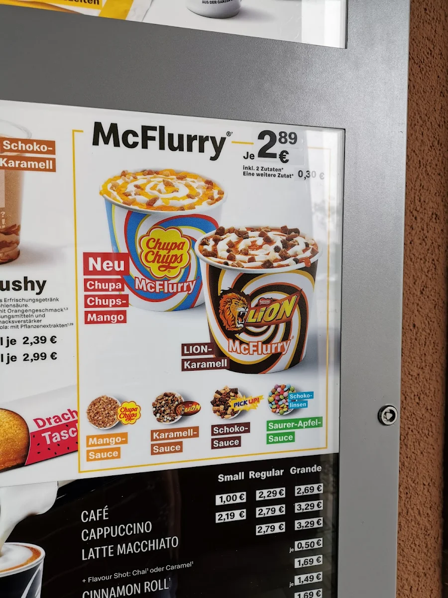 Speisekarte, McDonald's