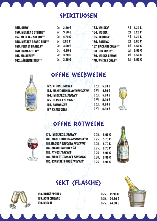 Speisekarte, Ohana Artern -griechisches Restaurant
