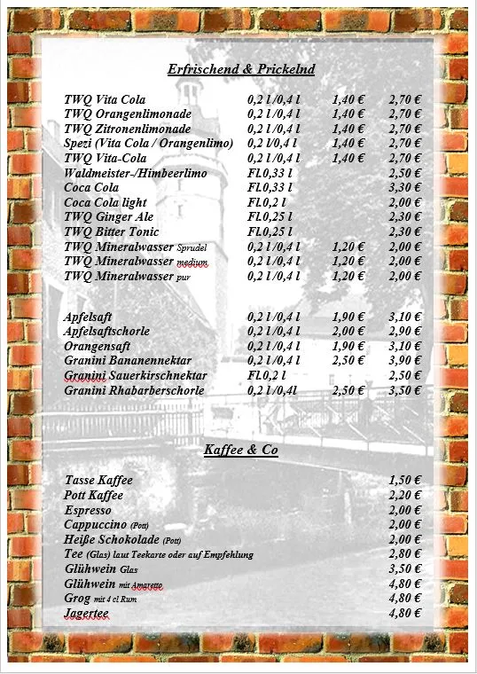 Speisekarte, Pension & Restaurant Sächsischer Hof in Ohrdruf
