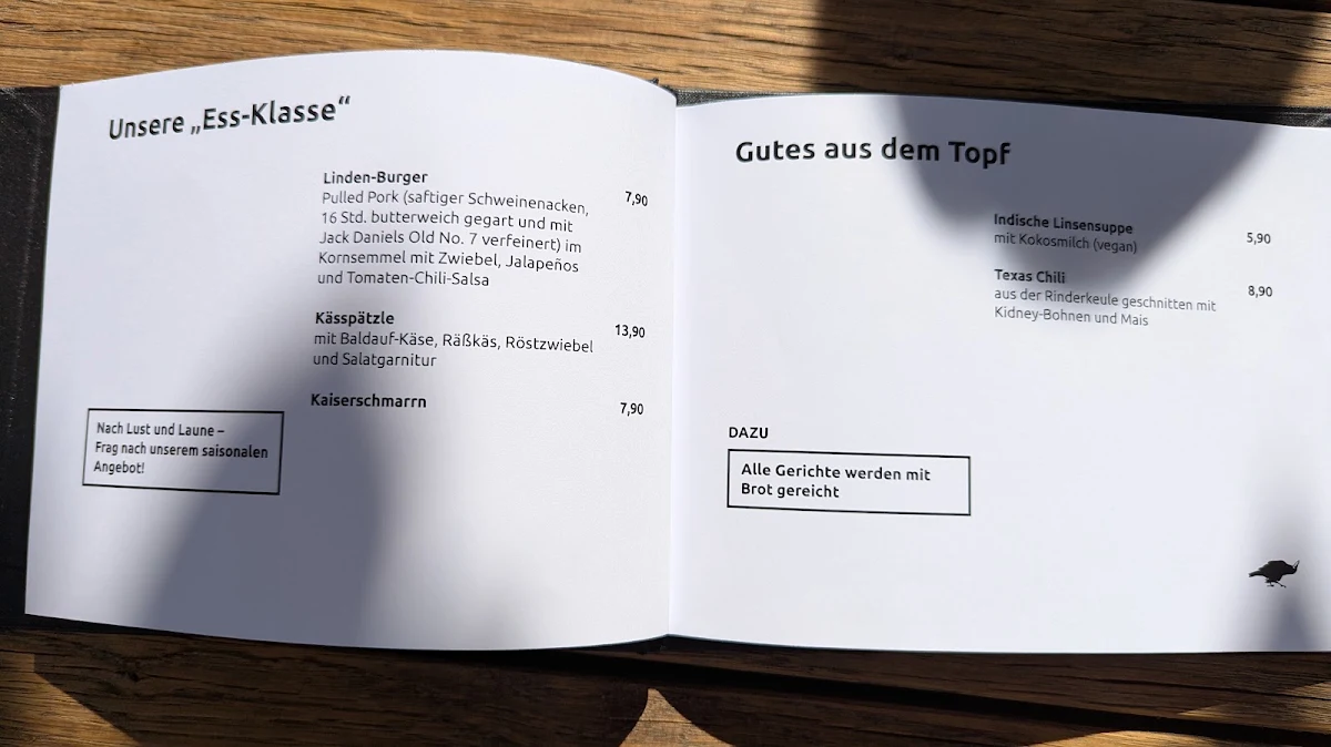 Speisekarte, Musikcafe Notausgang