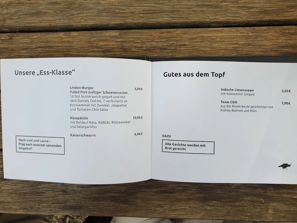 Speisekarte, Musikcafe Notausgang