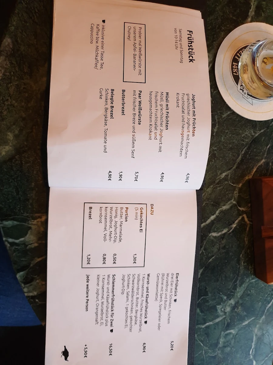 Speisekarte, Musikcafe Notausgang