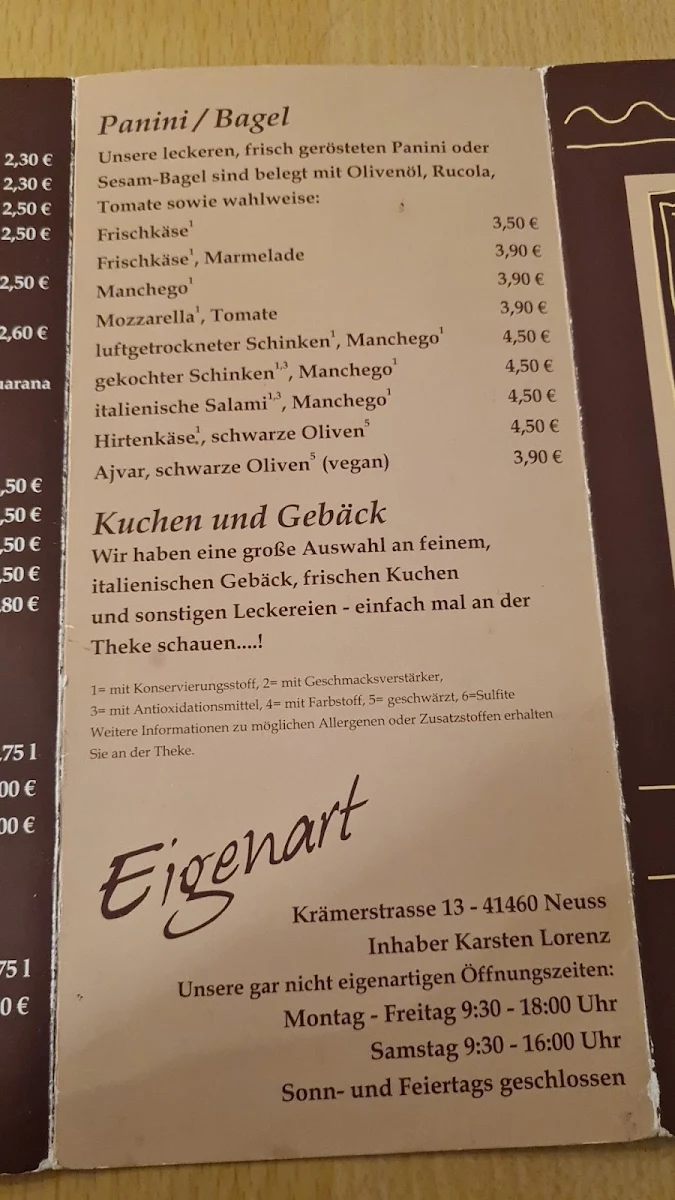 Speisekarte, Eigenart