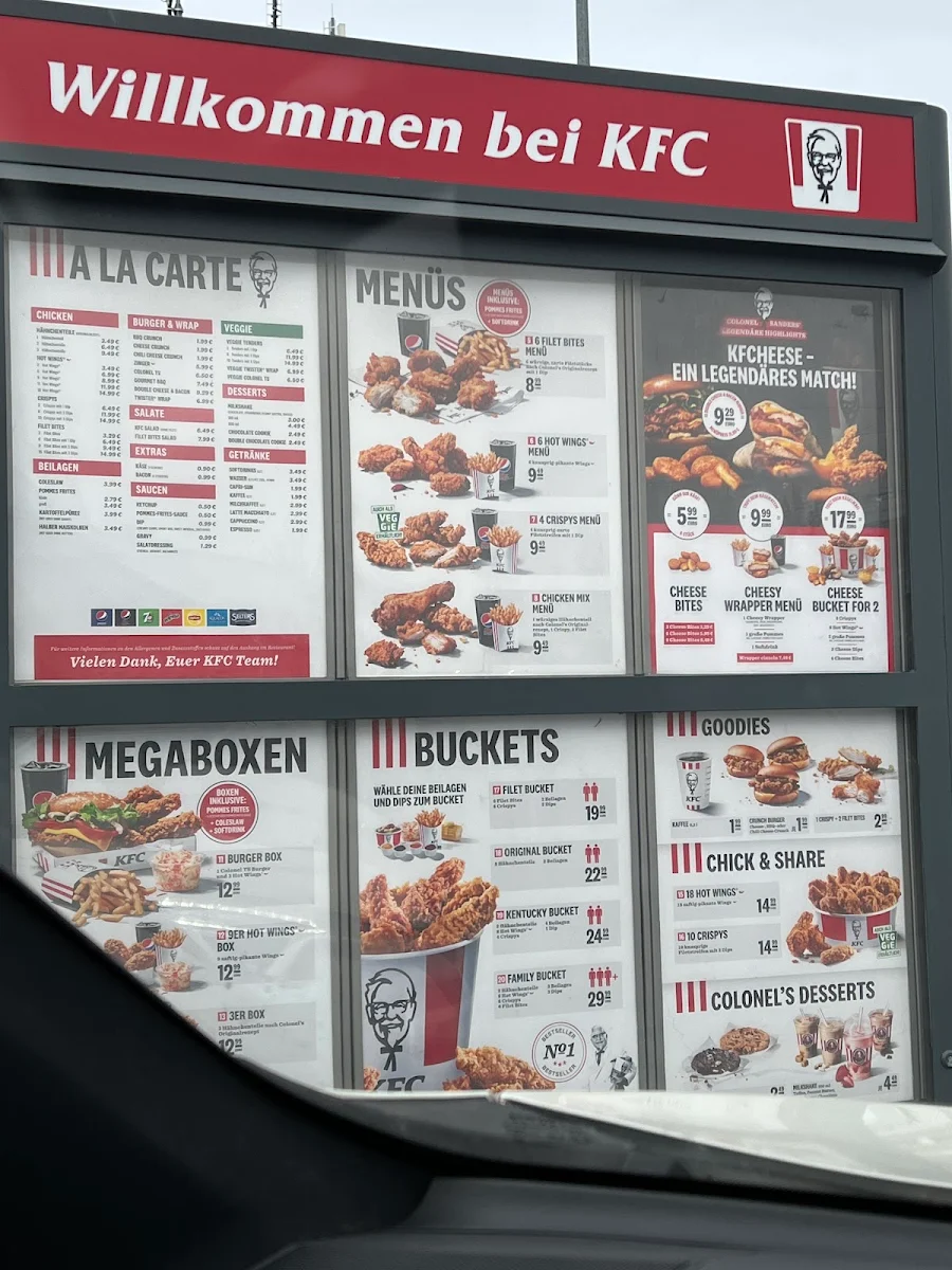 Speisekarte, Kentucky Fried Chicken