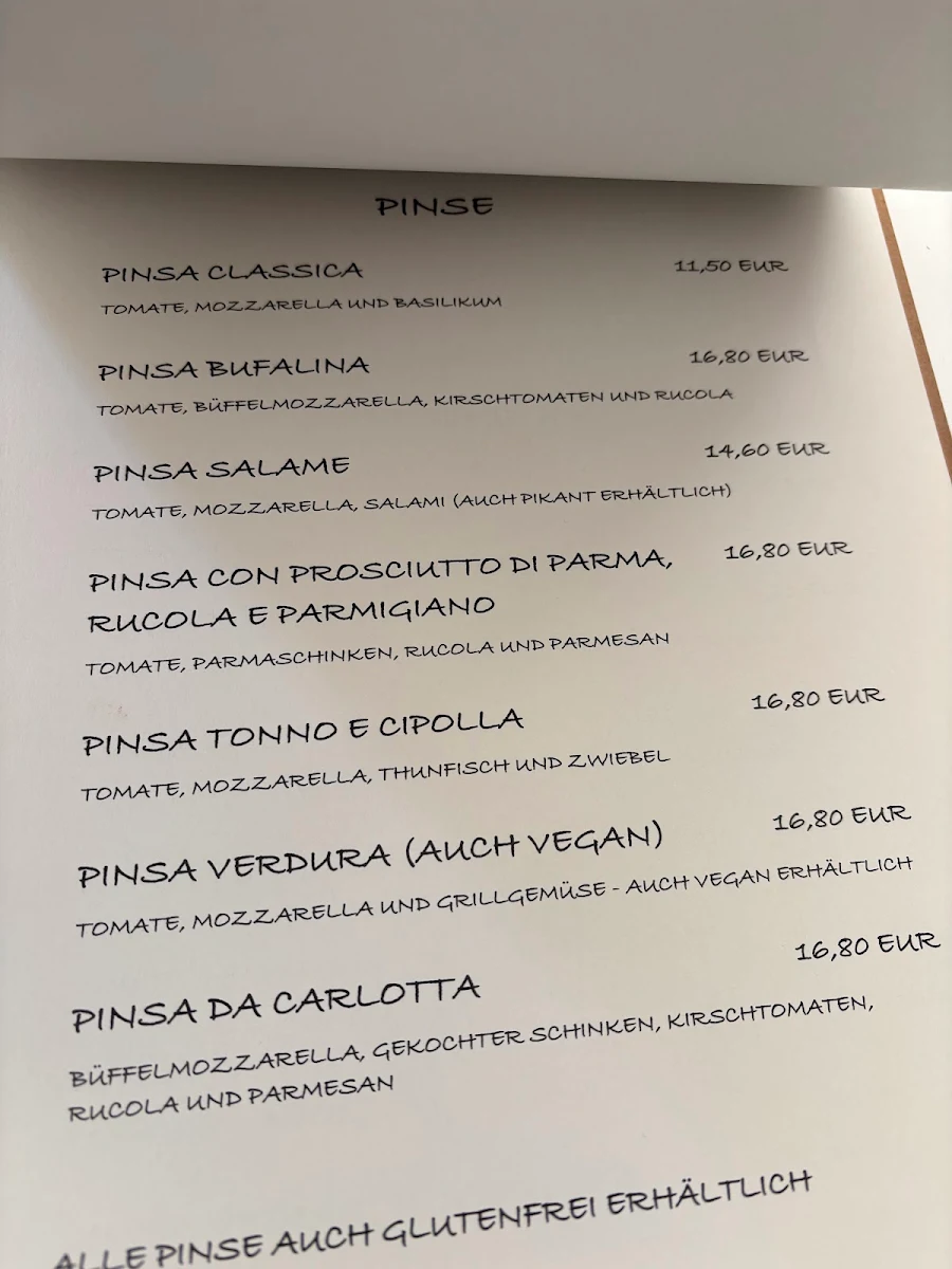 Speisekarte, Osteria da Carlotta