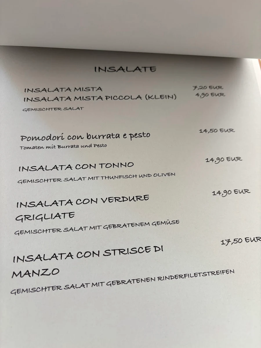Speisekarte, Osteria da Carlotta