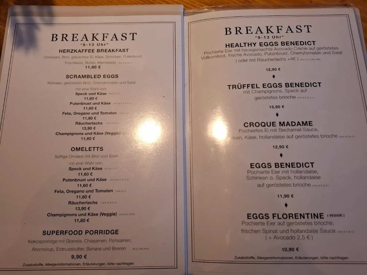 Speisekarte, Herzkaffee Nürnberg