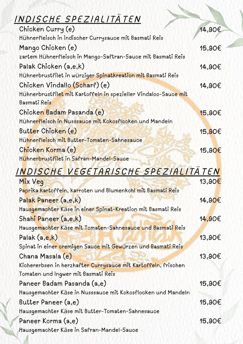 Speisekarte, Restaurant Plateia
