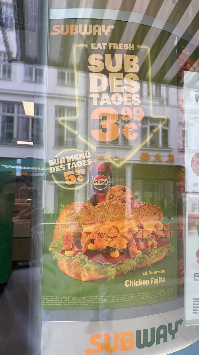 Speisekarte, Subway
