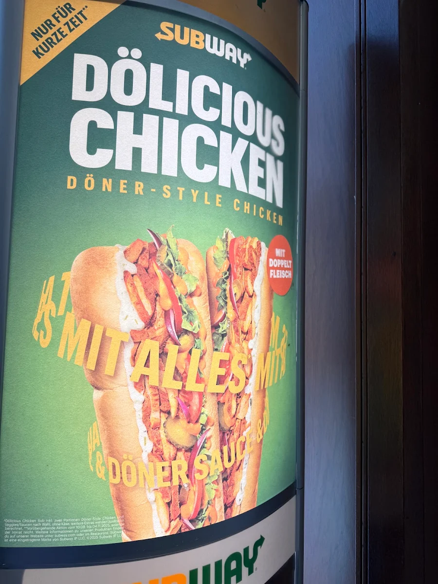 Speisekarte, Subway
