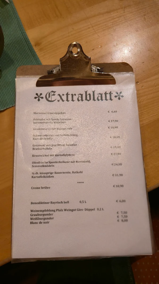Speisekarte, Apfelwein-Föhl