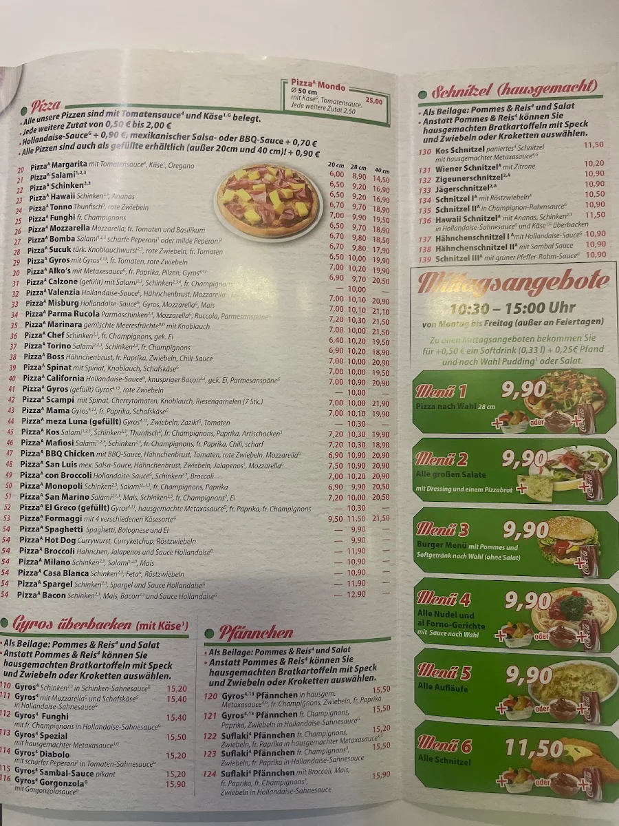 Speisekarte, Kos Grill Hannover