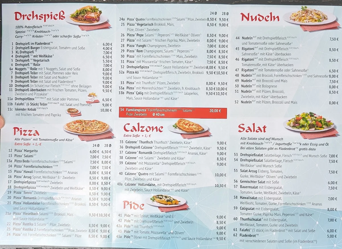 Speisekarte, Arcug Döner