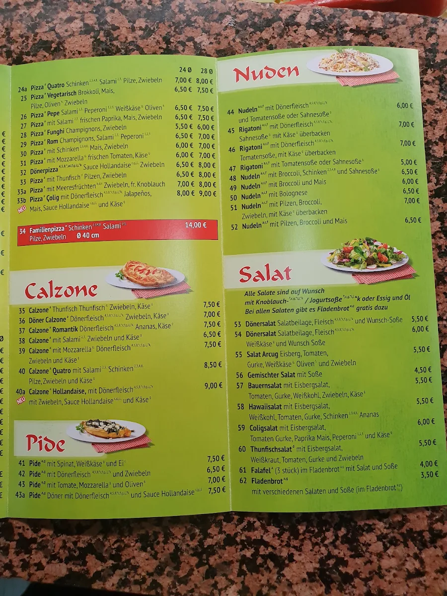 Speisekarte, Arcug Döner