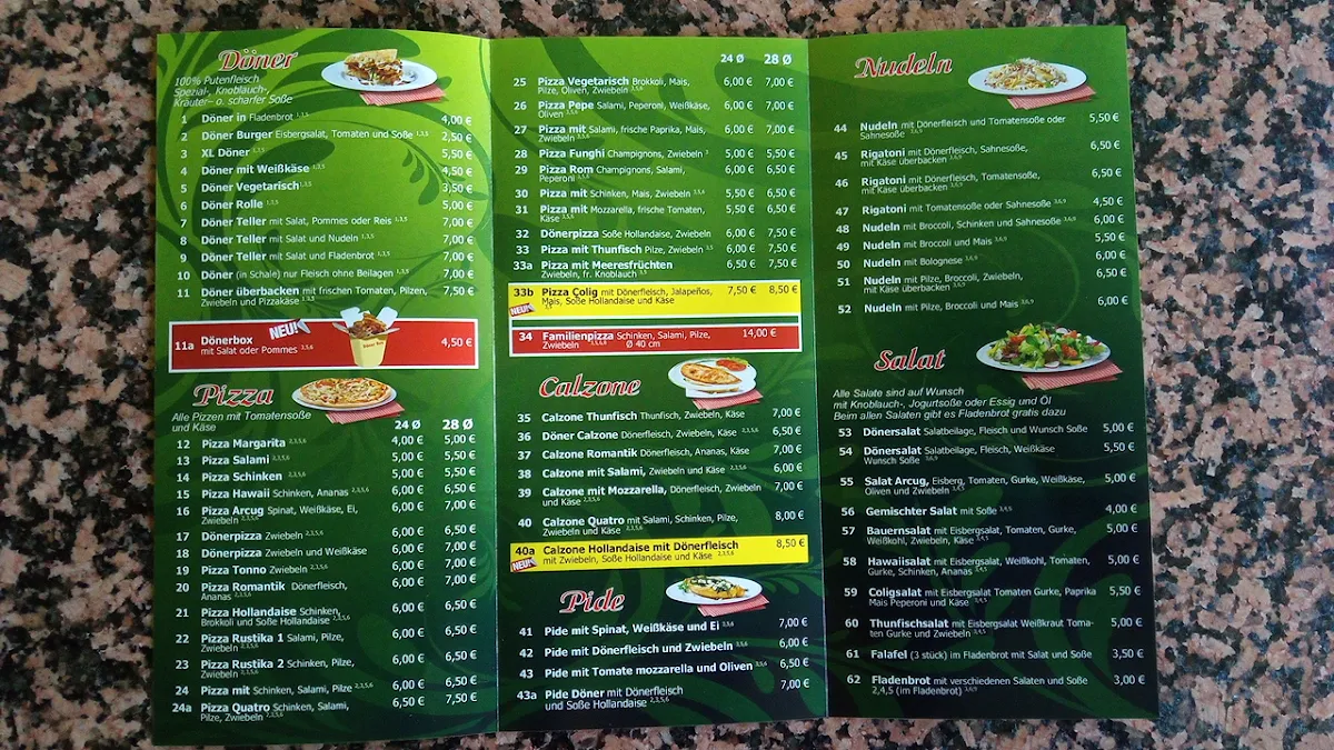 Speisekarte, Arcug Döner