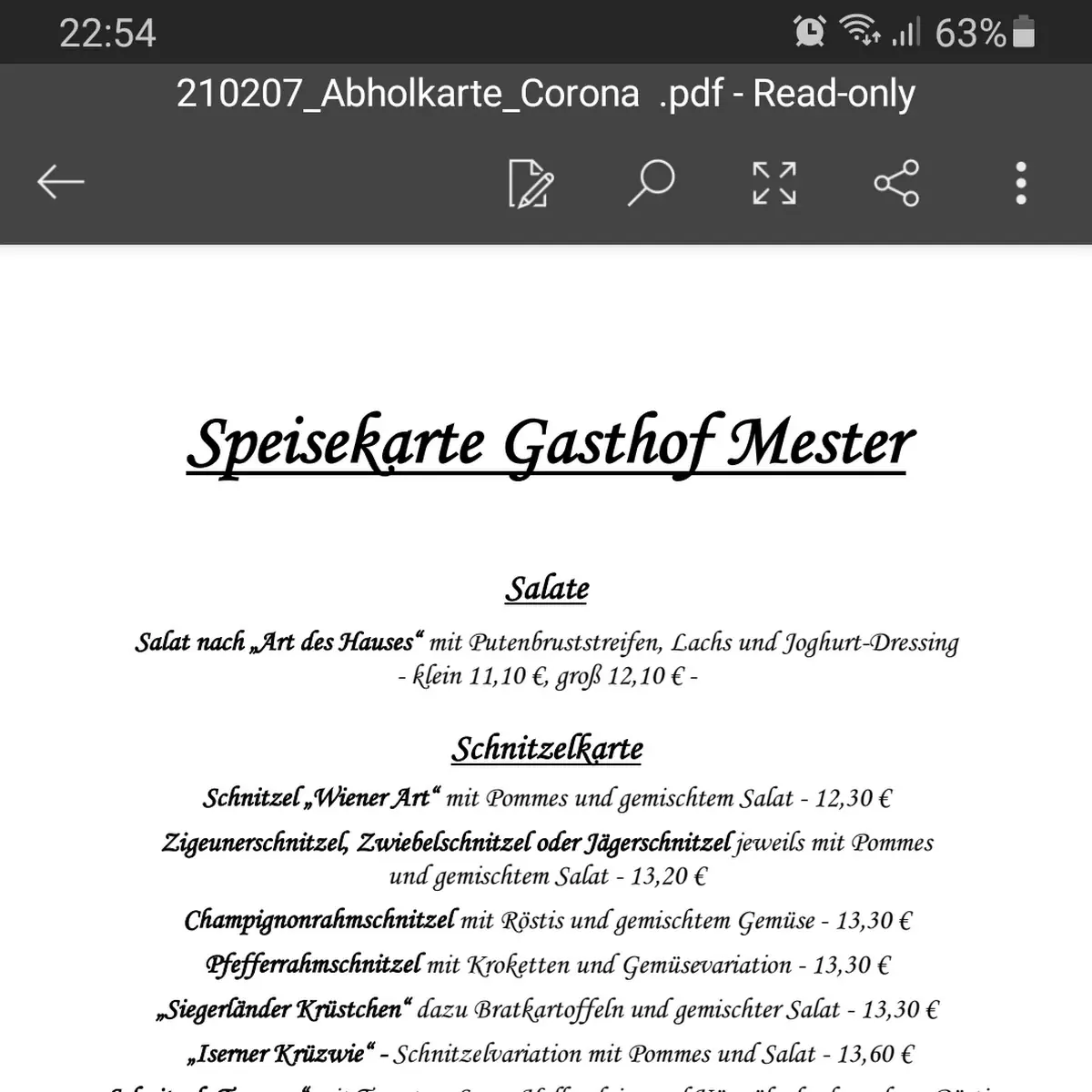 Speisekarte photo 2