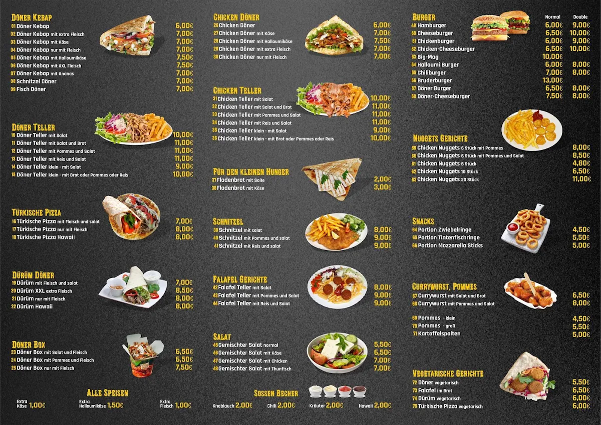 Speisekarte, Lohsa Döner Pizza Bistro