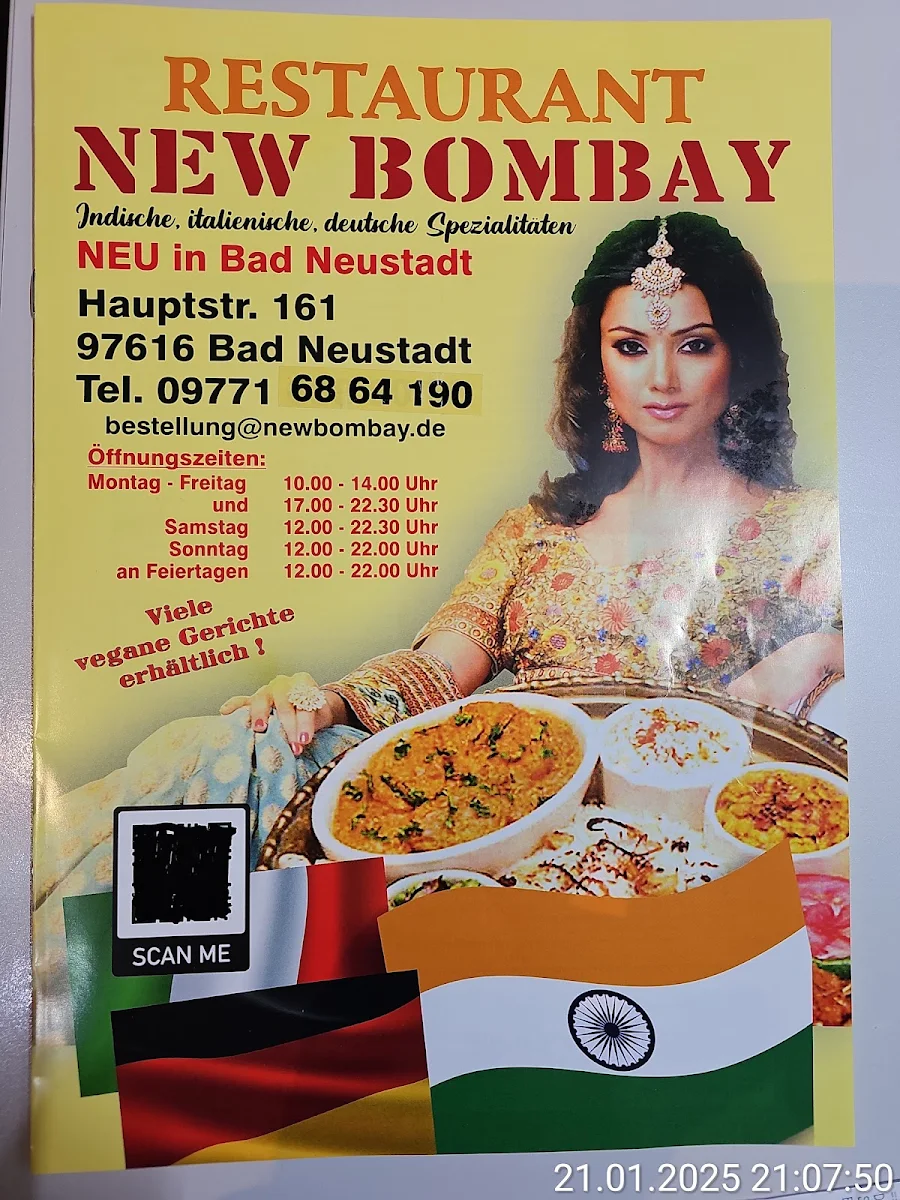 Speisekarte, NEW BOMBAY - Indisches Restaurant und Lieferservice