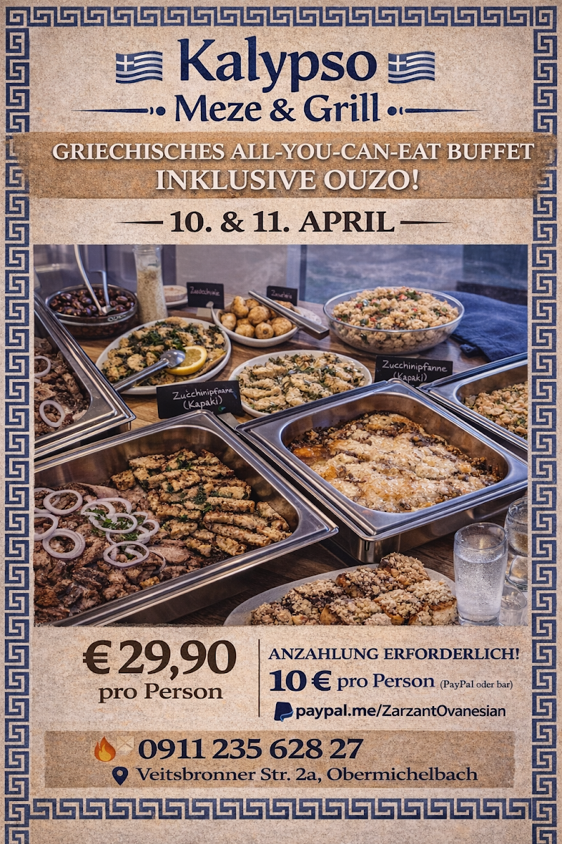 Speisekarte, Kalypso Restaurant