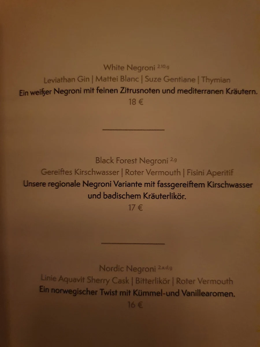 Speisekarte, Fritz & Felix