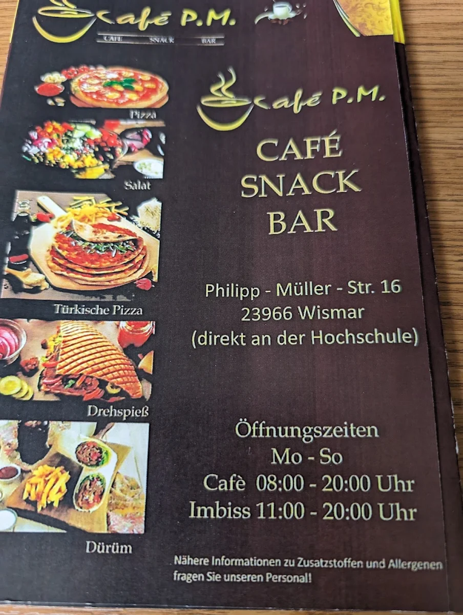Speisekarte, café P.M./Döner