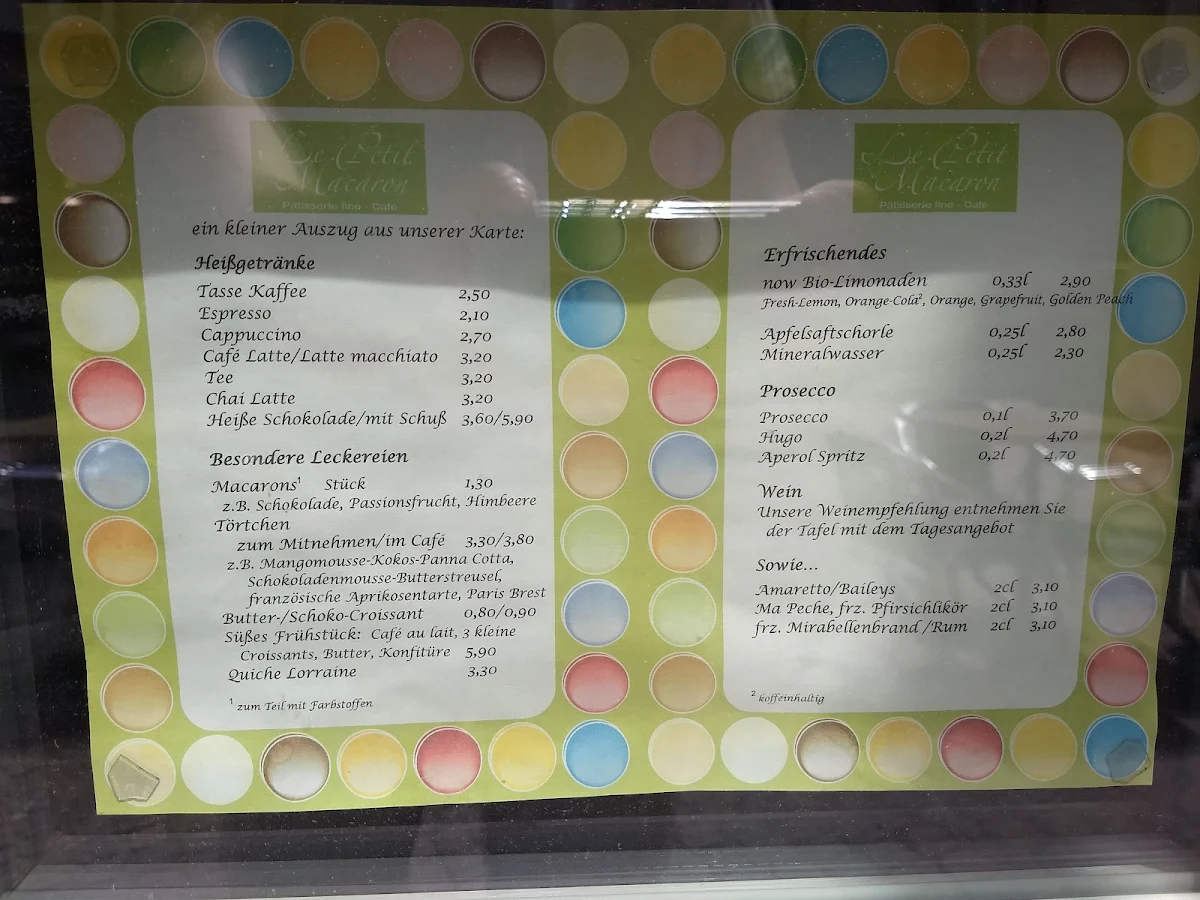 Speisekarte, Le Petit Macaron