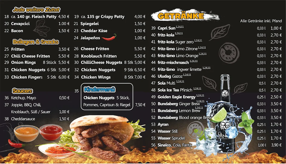 Speisekarte, byJEYJEY BURGER BALKAN STYLE